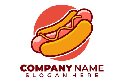 Hot dog fast food logo design template