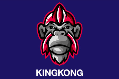 King Kong gorilla head logo wearing armor head design