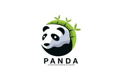 Panda in natural leaves animal logo abstract vector template