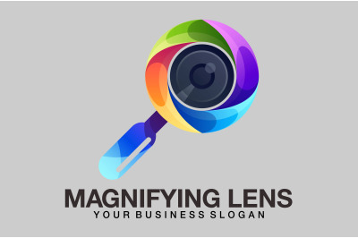 Magnifying lens or search tool logo gradient color style