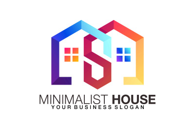 House logo in minimalist logotype abstract vector template