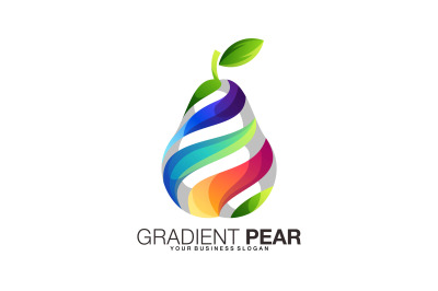 Pear logo in sliced round shape vector template