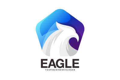 Eagle head logo in gradient color style vector template