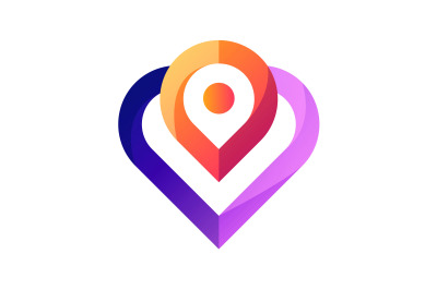 Pin location or heart love location navigate logo abstract vector template