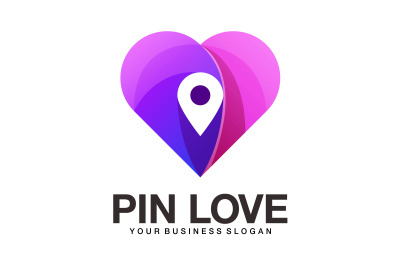 Pin location or heart love location navigate logo abstract vector template