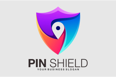 Pin logo in shield protection area or protected zone concept design