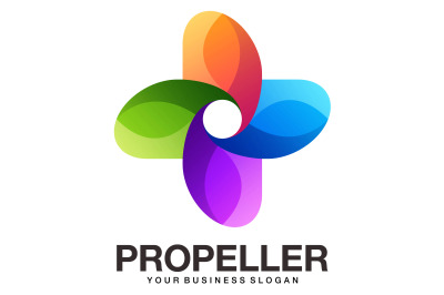 Propeller or fan logo in gradient color style