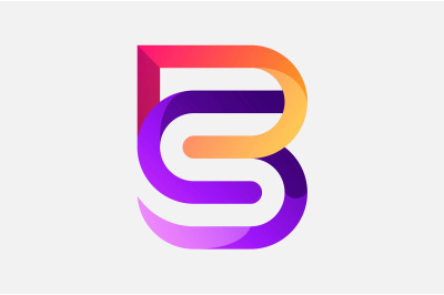 Alphabet SB or BS initial letter logo in gradient color style