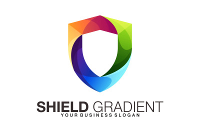 Shield logo in beautiful gradient color style  abstract vector template