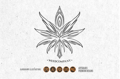 Medical marijuana leaf company logo illustrations silhouette