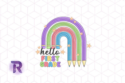 Hello 1st Grade Pencil Rainbow