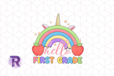 Hello 1st Grade Unicorn Rainbow