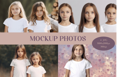 Mockup Photos of Children in White T-shirt for your mockups