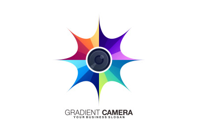 Camera logo in star shape abstract vector template