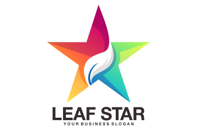 Star logo with leaf in gradeint color style abstract vector template