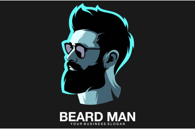 Stylish beard man logo barber shop concept vector template