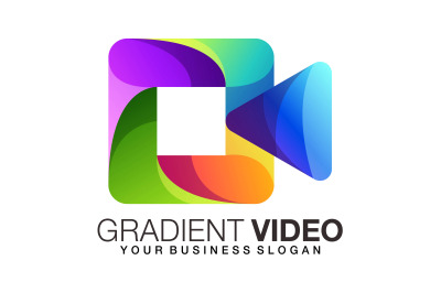 Video camera logo design in gradient style vector template