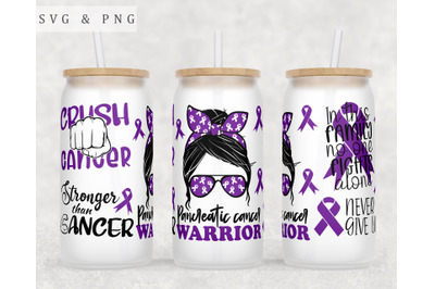 Pancreatic Cancer Awareness Libbey Glass Can Wrap, 16oz Glass Can PNG