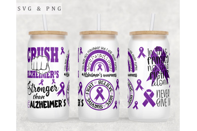 Alzheimer&#039;s Disease Awareness Libbey Glass Can Wrap, 16oz Glass Can