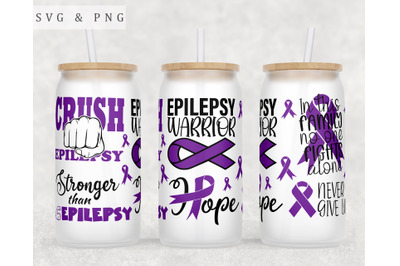 Epilepsy Awareness Libbey Glass Can Wrap, 16oz Glass Can Sublimation