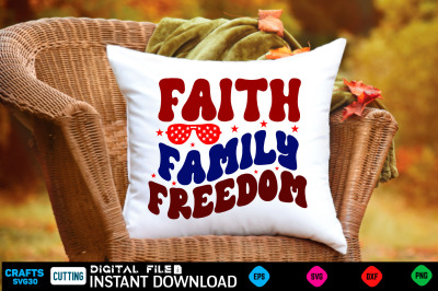 Faith family freedom retro design