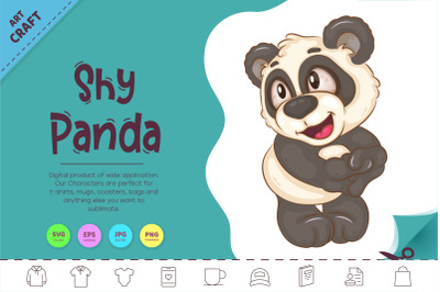 Shy Cartoon Panda. Clipart.