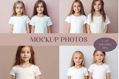 Mockup Photos of Children in White T-shirt for your mockups