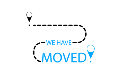 Relocation and moving concept banner, we have moved