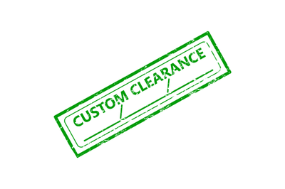 Custom clearance rubber stamp with place for date or signature