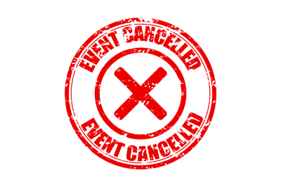 Event cancelled mark rubber stamp with cross