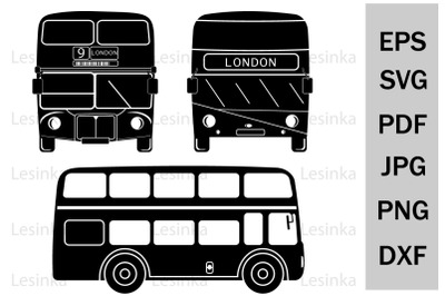 SVG London tourist bus, monogram, file for cutting, template
