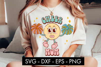 Retro Cheer Mom SVG Cut File PNG Sublimation