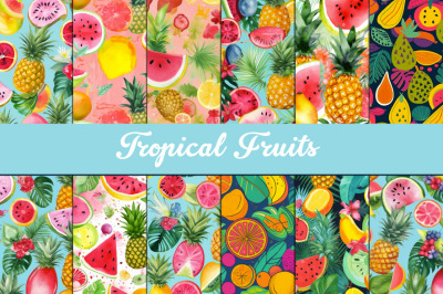 Tropical Fruit Pattern PNG Background