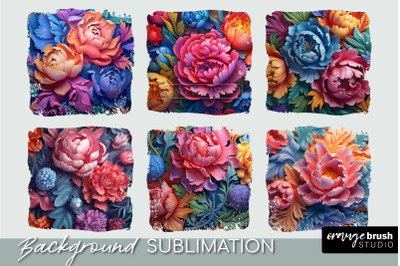 3D rainbow Flowers Background Bundle, 3D Sublimation Designs