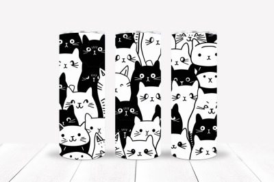 Cat Skinny Tumbler Wrap, Cute Cat Png Pattern, Cat Lover Png