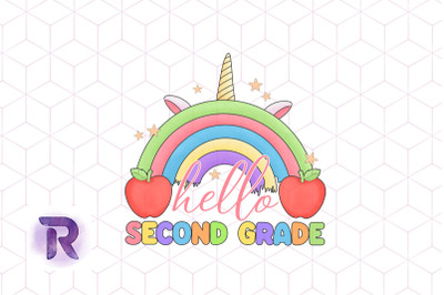 Hello 2nd Grade Unicorn Rainbow