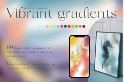 Grainy Vibrant gradient watercolor backgrounds textures
