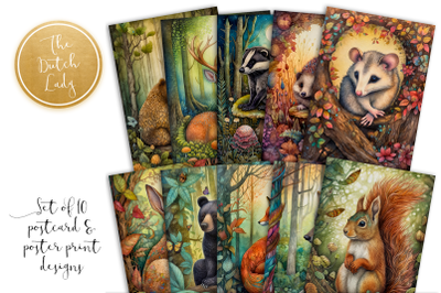 Boho Forest Animal Postcards &amp; Art Prints