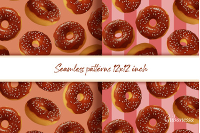 Seamless patterns with doughnuts | Sweet digital paper