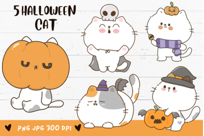 Halloween cat clipart. Spooky animal kawaii kittens cartoon