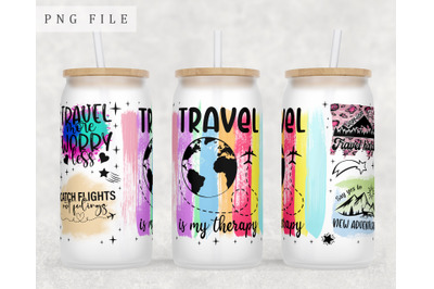 Travel Quotes Libbey Glass Can Wrap, 16oz Glass Can Sublimation Design