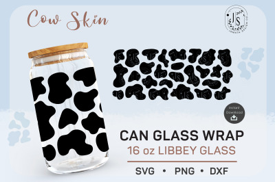 Cow Print SVG 16oz, Animal Skins svg, Can Glass Wrap SVG