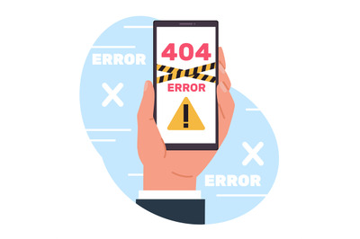 Concept of error 404, page not found, no connection to Internet. Hand