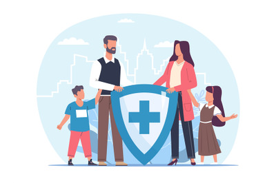 Health and life insurance, shield of protection for parents and childr