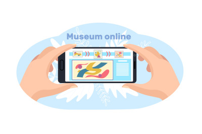 Online museum and art gallery tours in your smartphone. Hand hold phon