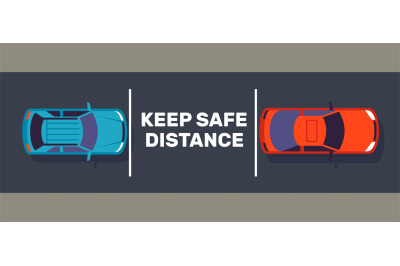 Safe driving&2C; keeping distance between cars. Rules of road and behavio