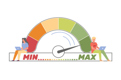 Slow and fast internet connection speeds. Progress scale with arrow, p