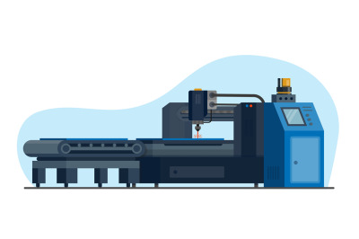 Industrial metal laser cutting machine, plasma cutting industry. Facto