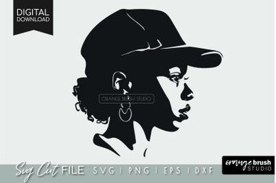 African American Girl in Cap SVG | Black Woman SVG Cut File