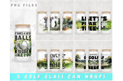 Golf Libbey Glass Can Wraps, 16oz Glass Can Sublimation Designs